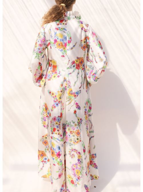 Vestito lungo in twill di seta a fiori Laboratorio Capri | GIAVATWBIANCOPESCI
